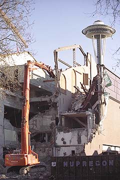 modified Hitachi excavator with long-reach tool 