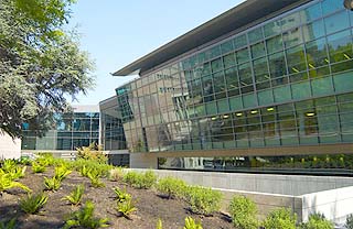 glass-paneled west side 